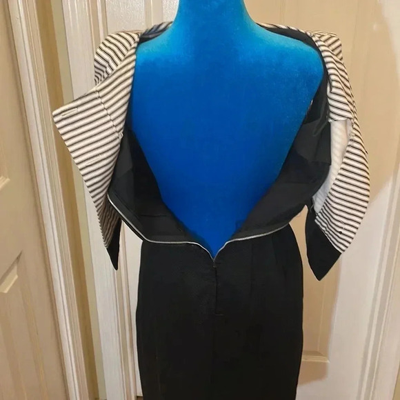 EUC Vintage Zip Up Black Dress with Removable Striped Blouse - Picture 11 of 11